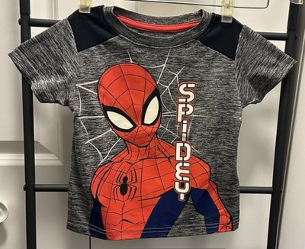 Spider-Man Marvel Boys 3T Gray Graphic T-Shirt Short Sleeve Polyester Tee